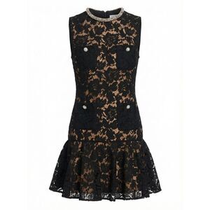 Self-Portrait Women Lace Crystal Mini Dress